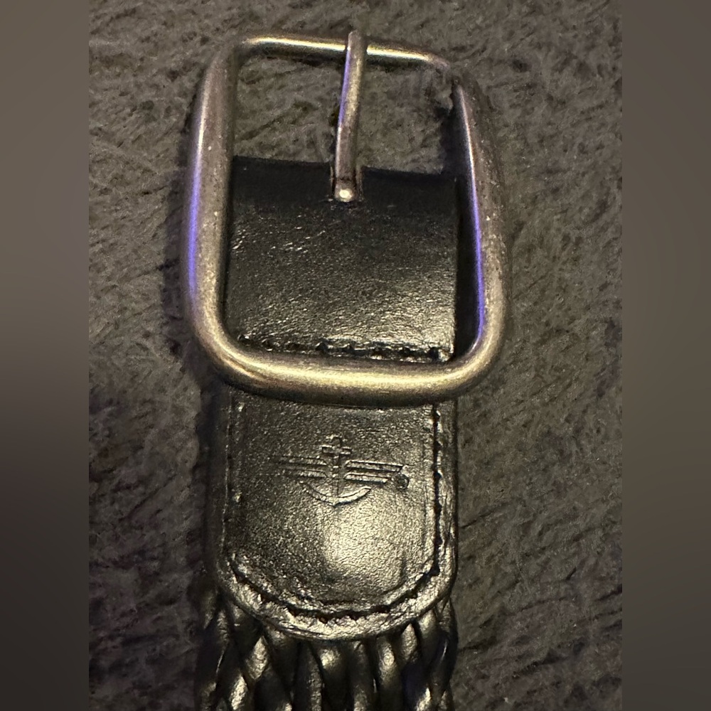 Docker black weaved belt with silver buckle size 1x - Picture 2 of 5